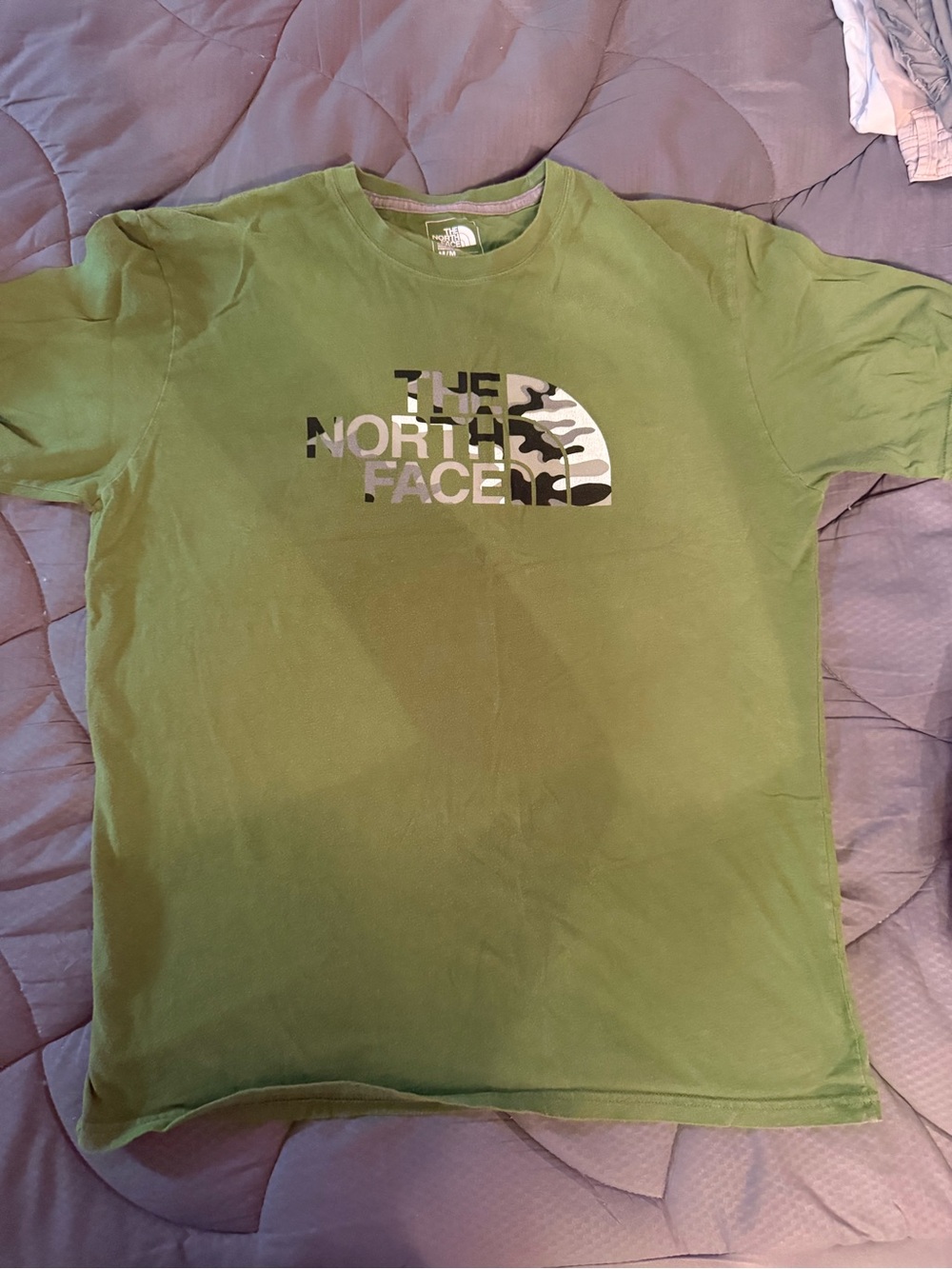 The North Face Green Short Sleeve T-Shirt with Camo Logo